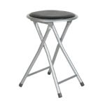Taburete metálico plegable tubo 19mm acabado metal/negro