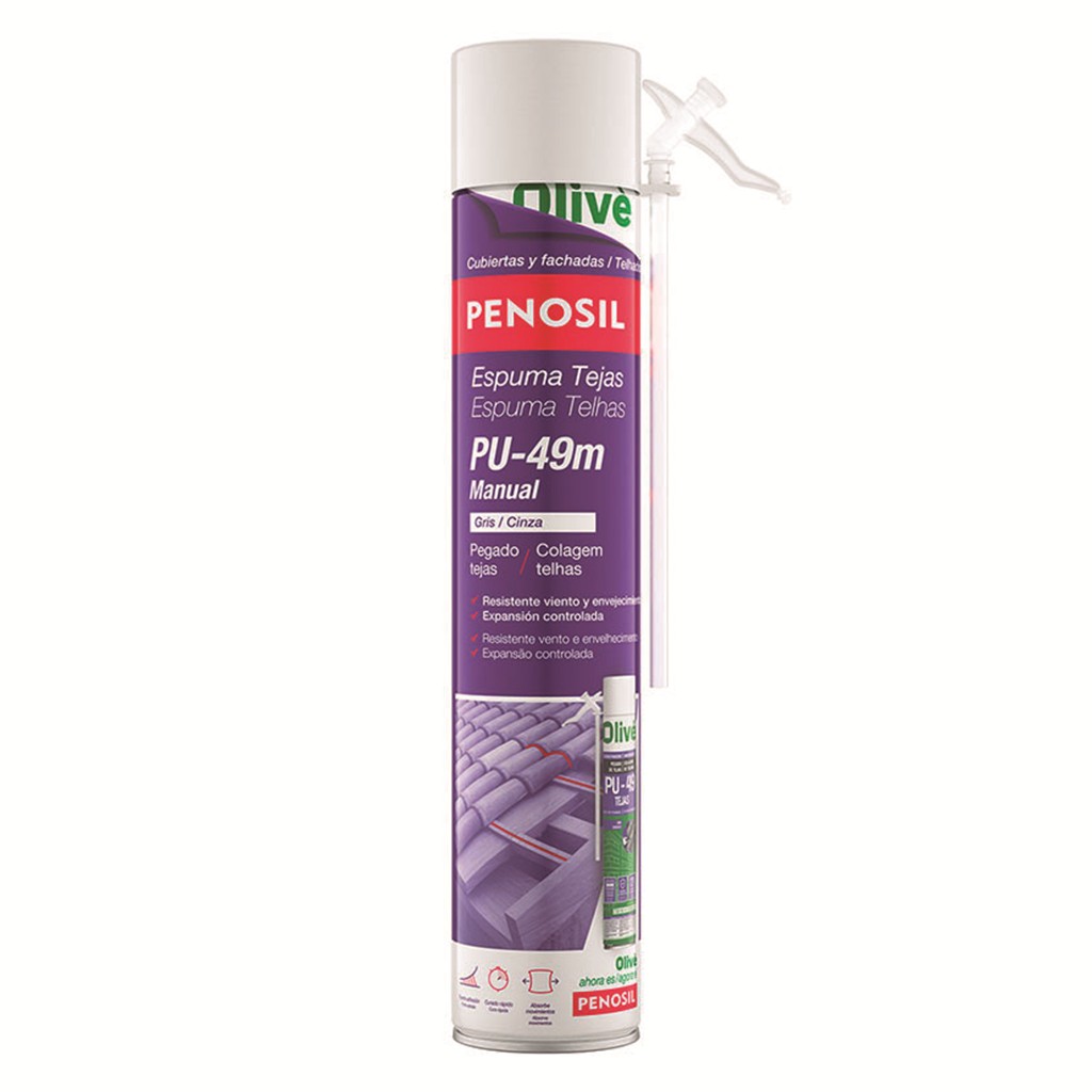Espuma aerosol tejas PU-49. gris 750 ml.