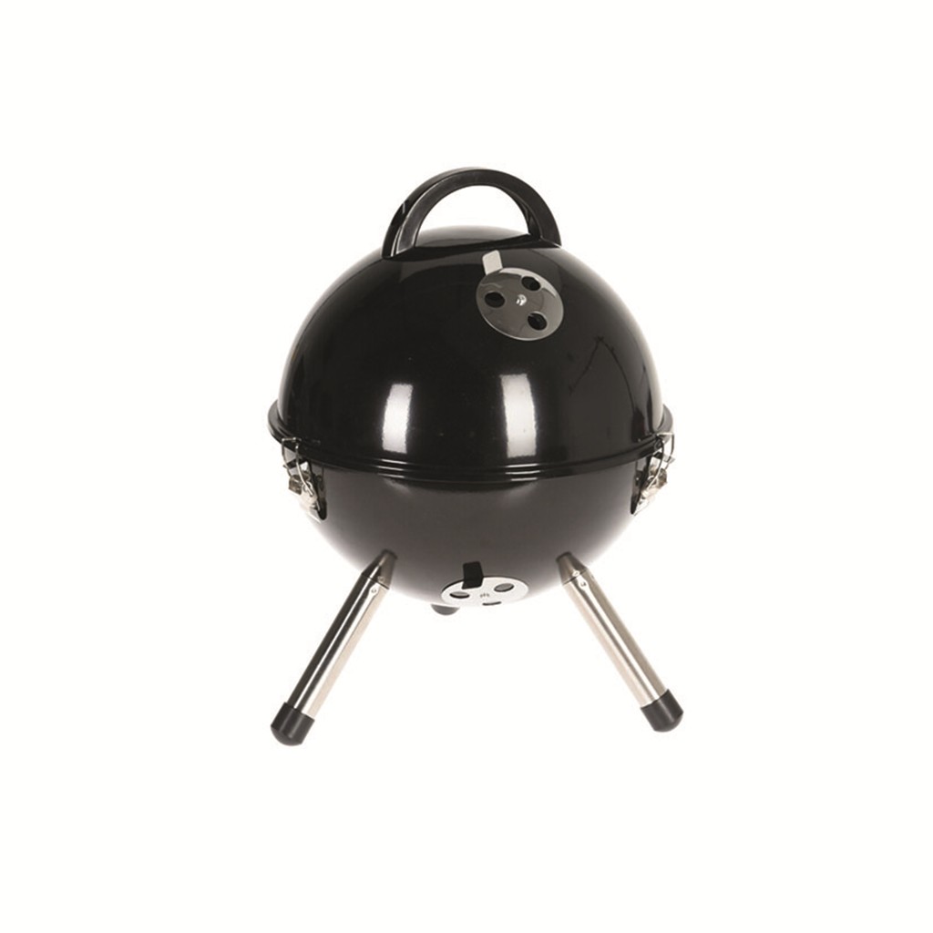 Barbacoa carbon BBQ esferica. Medidas: Oe32xh.42 cm. Acero negro.