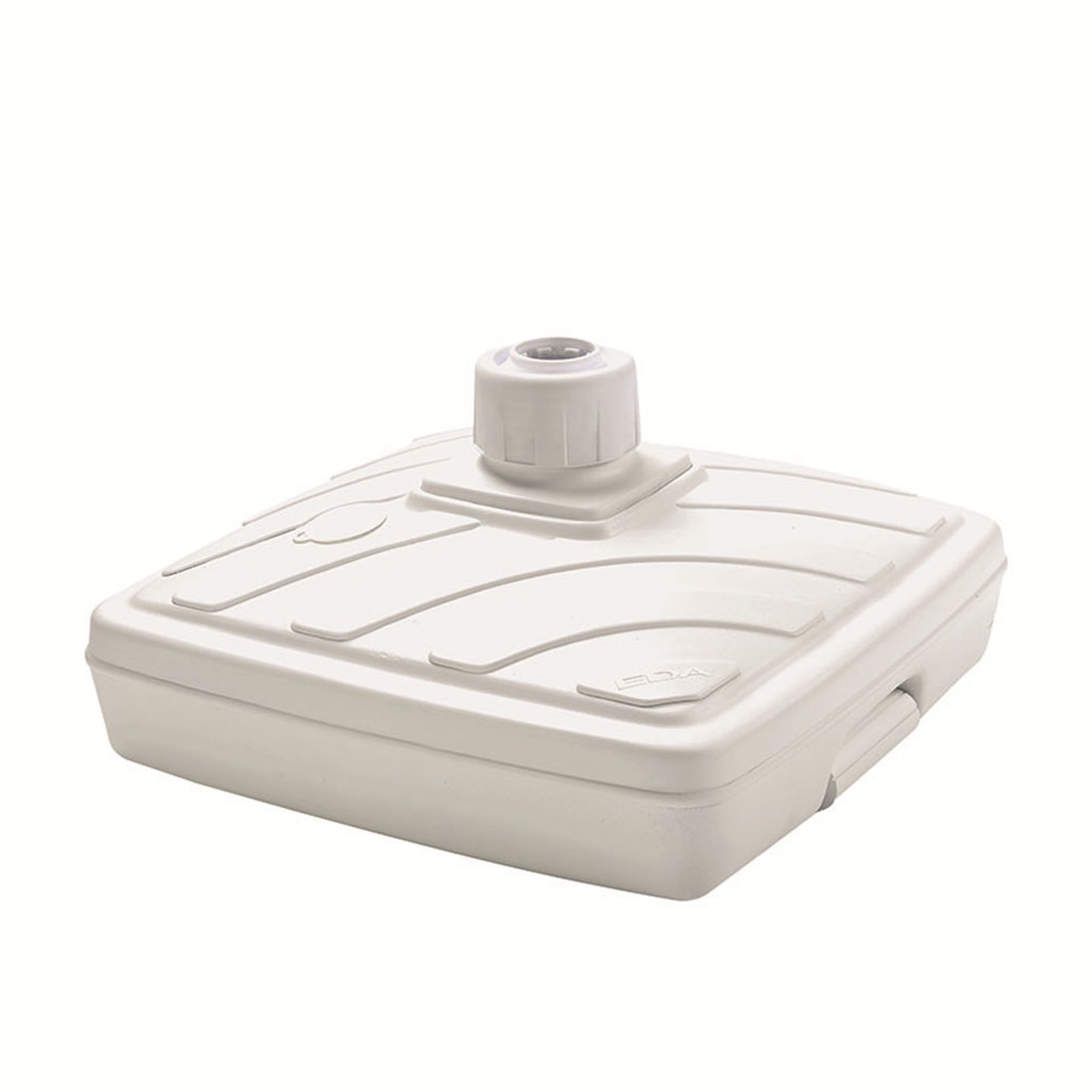 Base de parasol cuadrada rellenable 40L. Con asa y rueda / Dim. 56,5 x