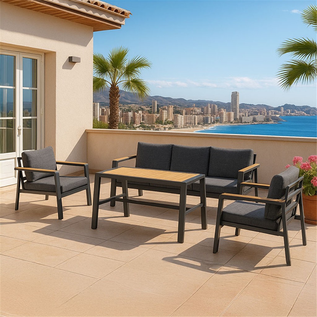 Conjunto jardin Autana. Cuatro piezas. Estructura aluminio. Tipo tela