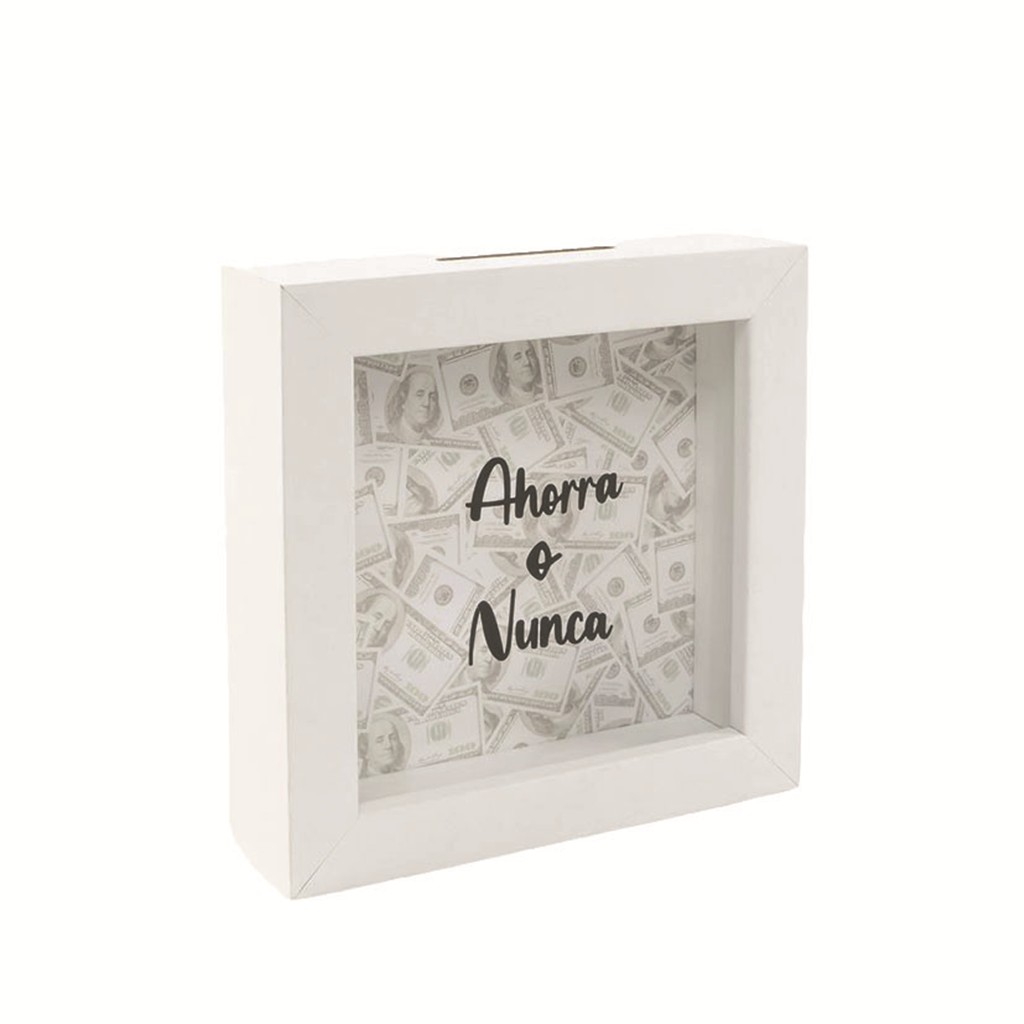 HUCHA DE MADERA AHORRA O NUNCA