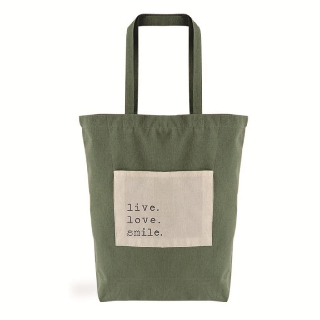 Bolsa algodon bolsillo verde.