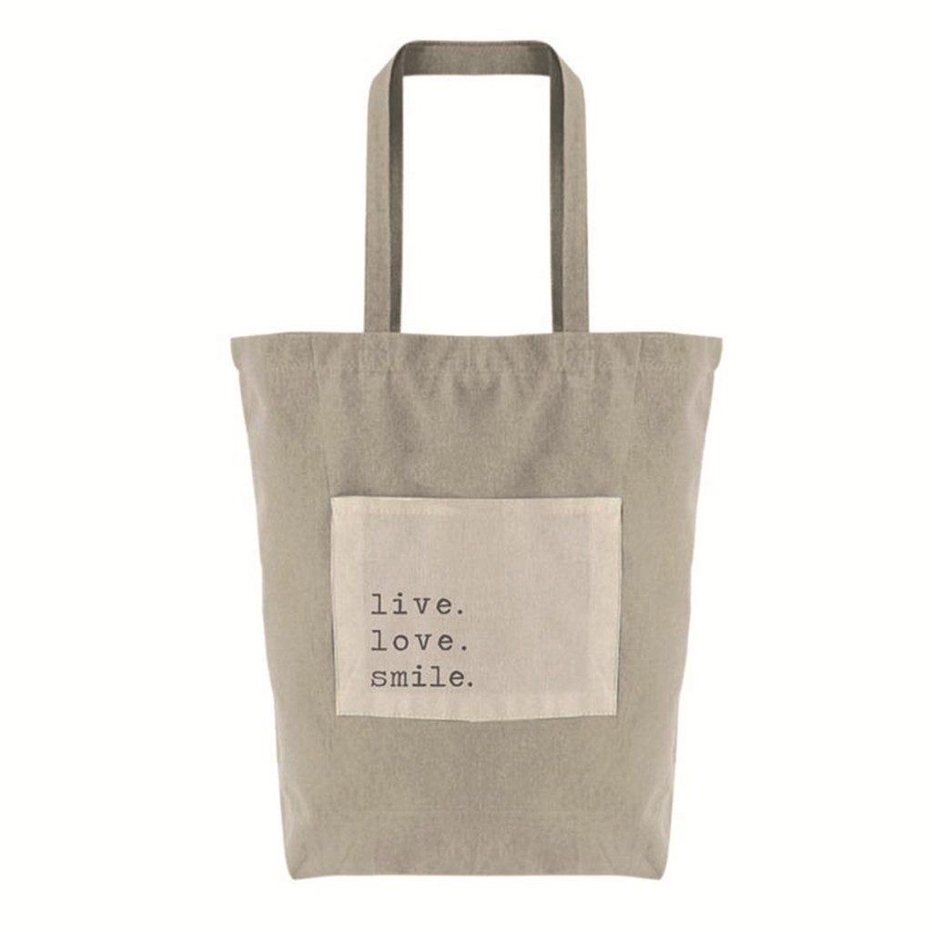 Bolsa algodon bolsillo gris.