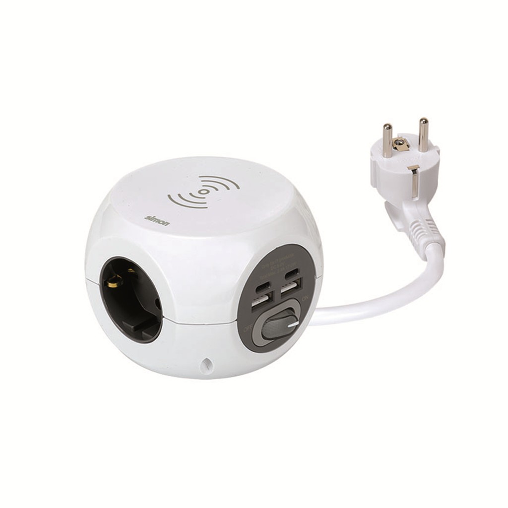 BASE M&Uacute;LTIPLE COMBIBALL CON CARGA INAL&Aacute;MBRICA CON 3 TOMAS + 2 USB