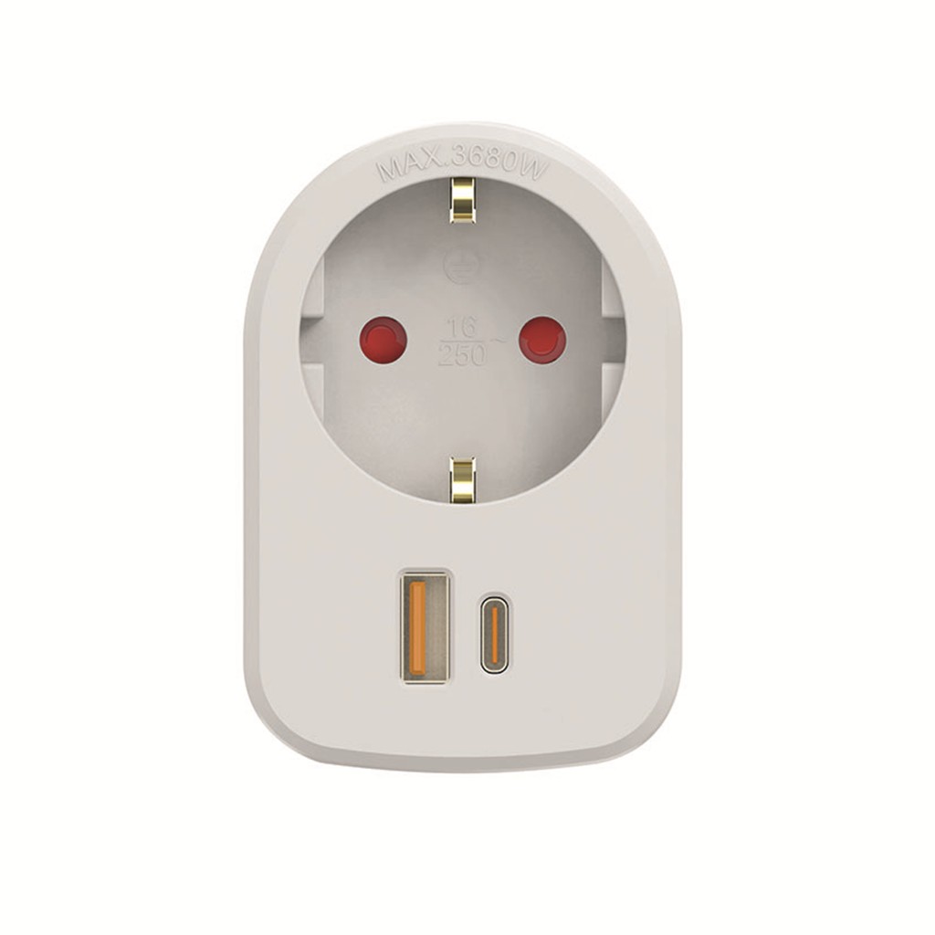 Adaptador enchufe frontal USB A + C SIMO