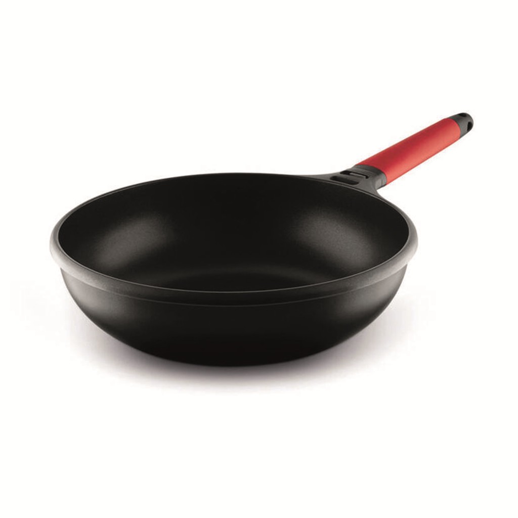 WOK INDUCTION CON MANGO DESMONTABLE ROJO 28 CM