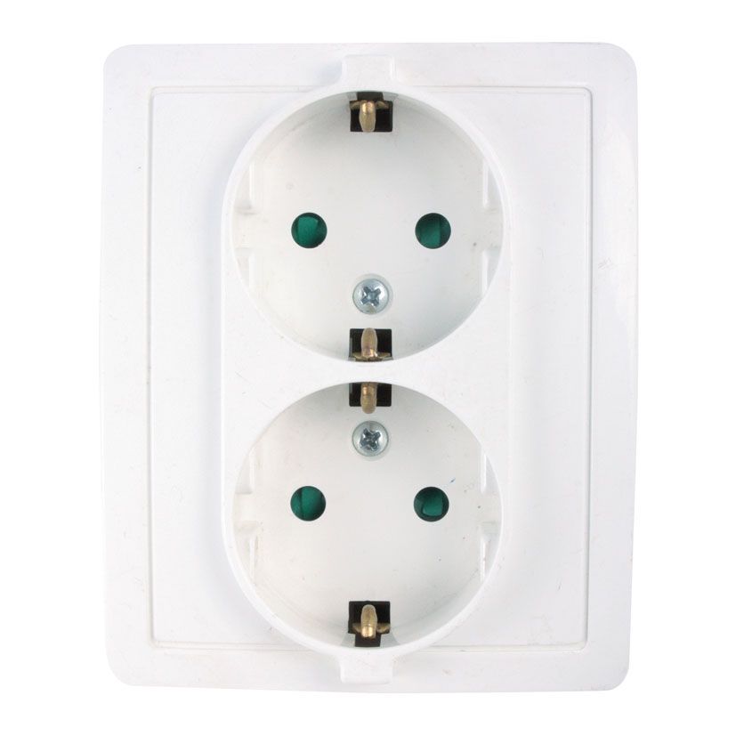 DOBLE BASE ENCHUFE CON TT BLANCO