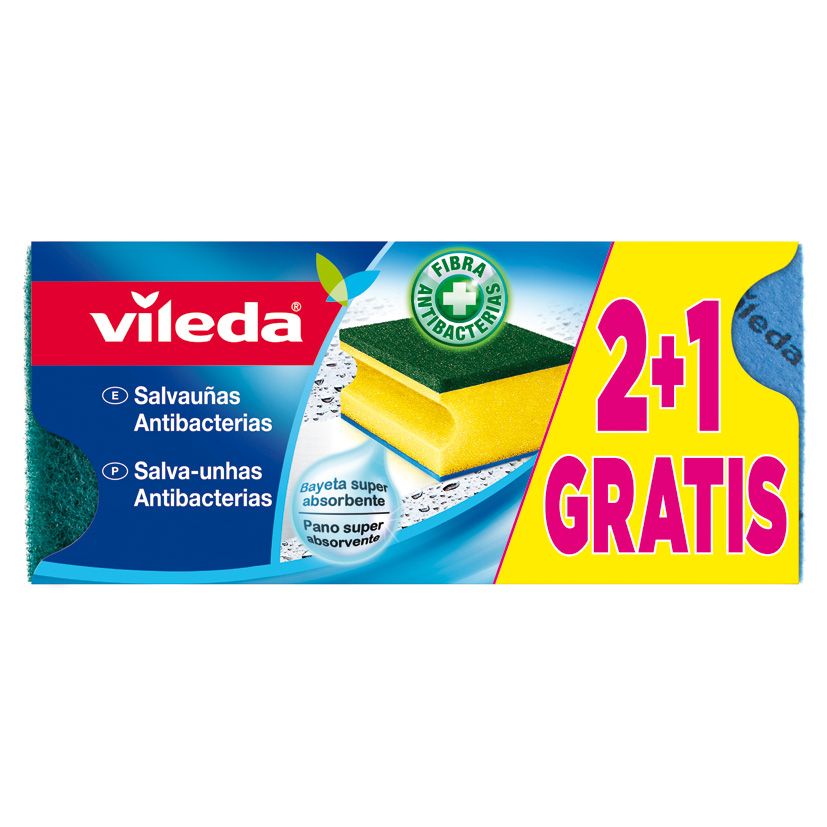 ESTROPAJO SALVAU&Ntilde;AS PLUS 2+1 VILEDA