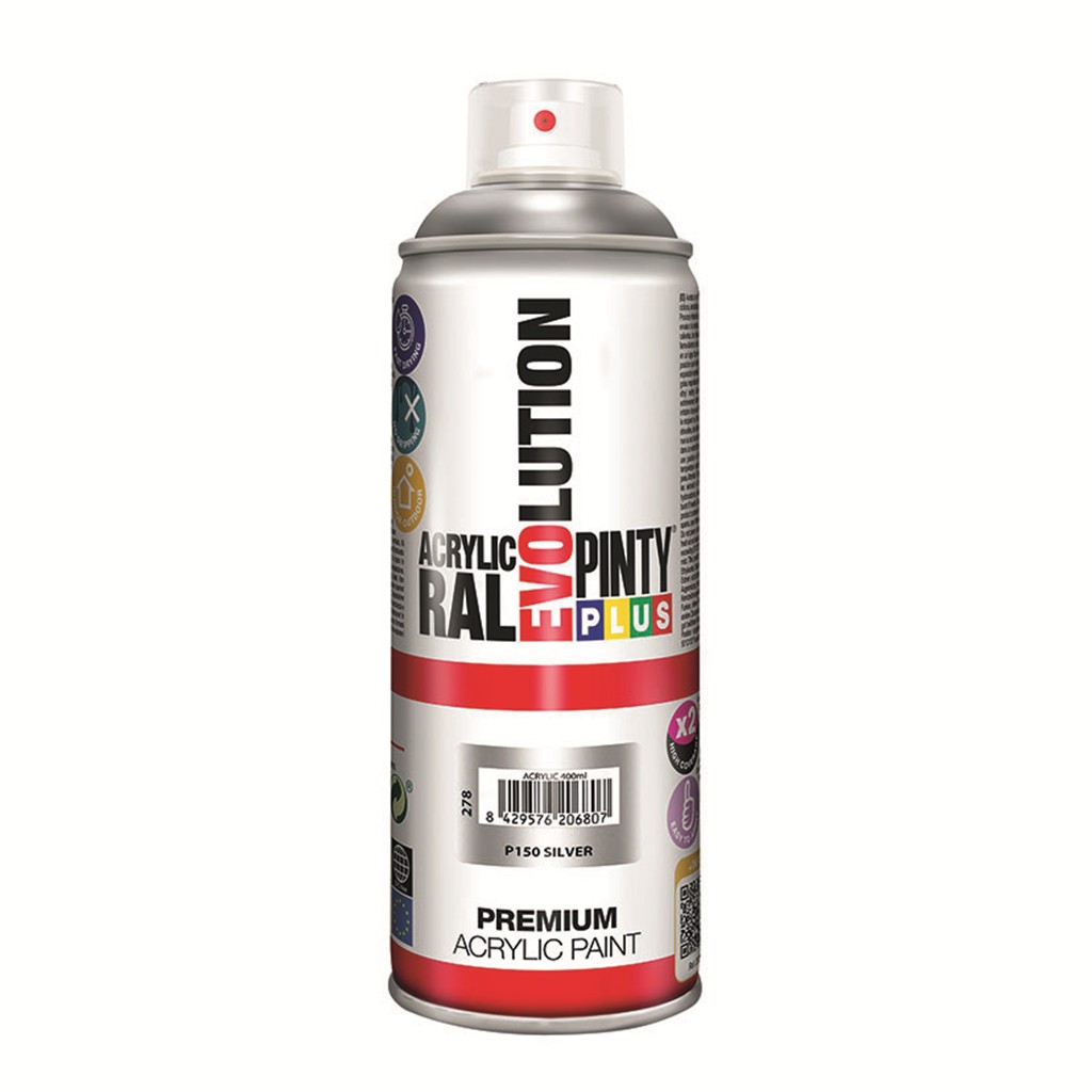 Pintura spray acrilica plata purpurina 400 ml